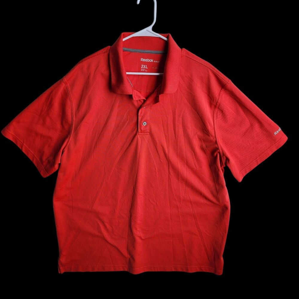 Reebok Golf Polo Shirt Men's 2XL Orange Red Short Sleeve Moisture Wicking
